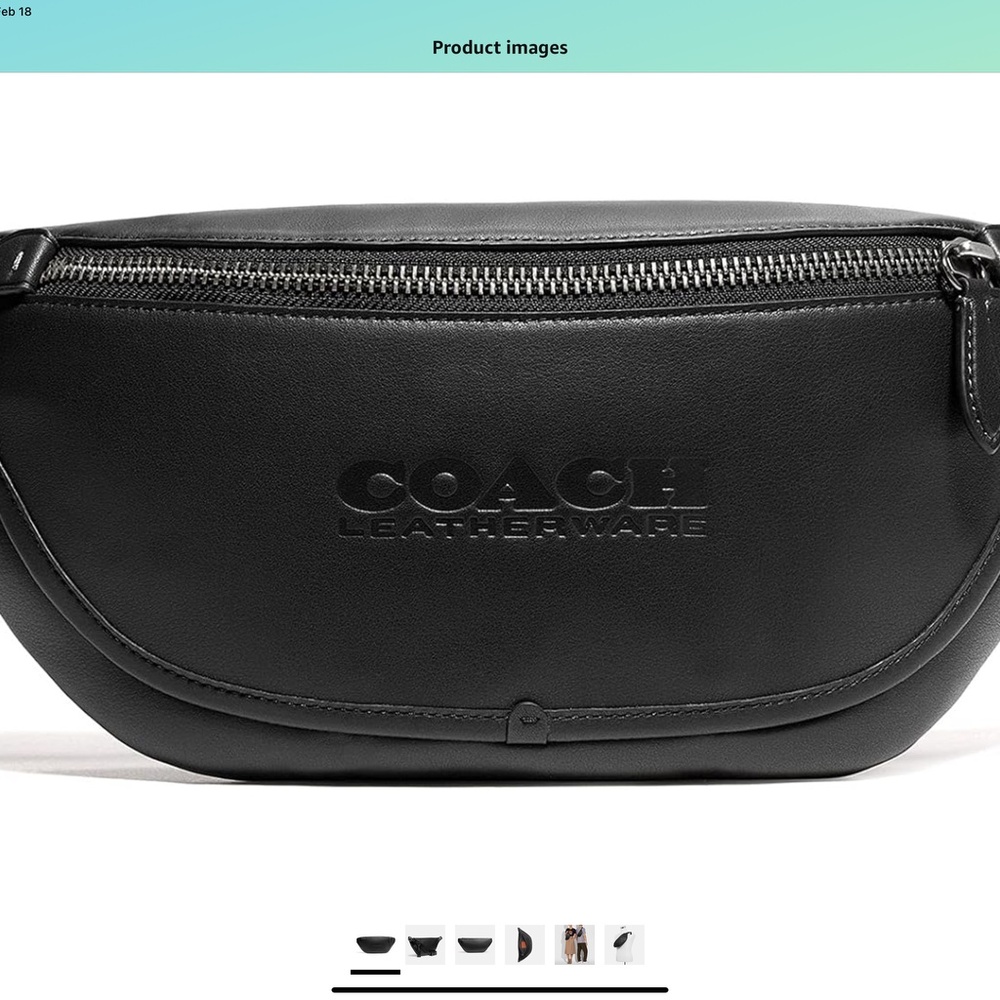 Black leather Fanny pack, Coach C2291 League Belt Bag, Unisex - Picture 3 of 6
